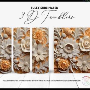 Gold and White Flower Tumbler