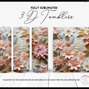 Pink and White Flower Tumbler