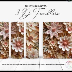 Pink and White Flower Tumbler 2