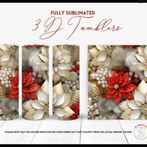 White and Red Flower Tumbler