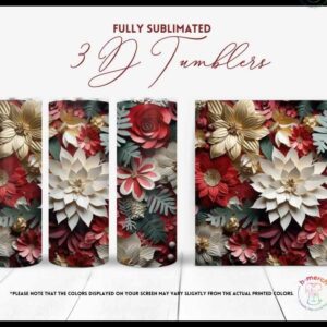 Red and White Flowers Tumbler 2