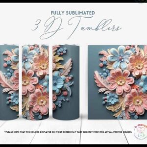 Pink and Blue Pastel Flower Tumbler