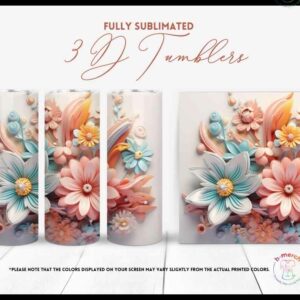 Blue and Pink Flowers Tumbler