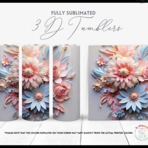 Pink and Blue Flower Tumbler