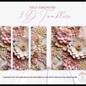 White and Pink Flower Tumbler 2