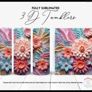 Multicolored Flower Tumbler 3